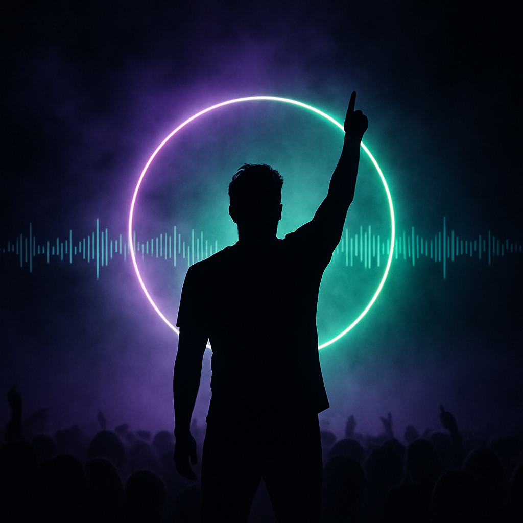 Artista no palco com halo de luz